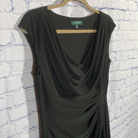 Lauren Ralph Lauren Women's Stretch Jersey Cowlneck Dress in Black 10 Old Money - Picture 2 of 7